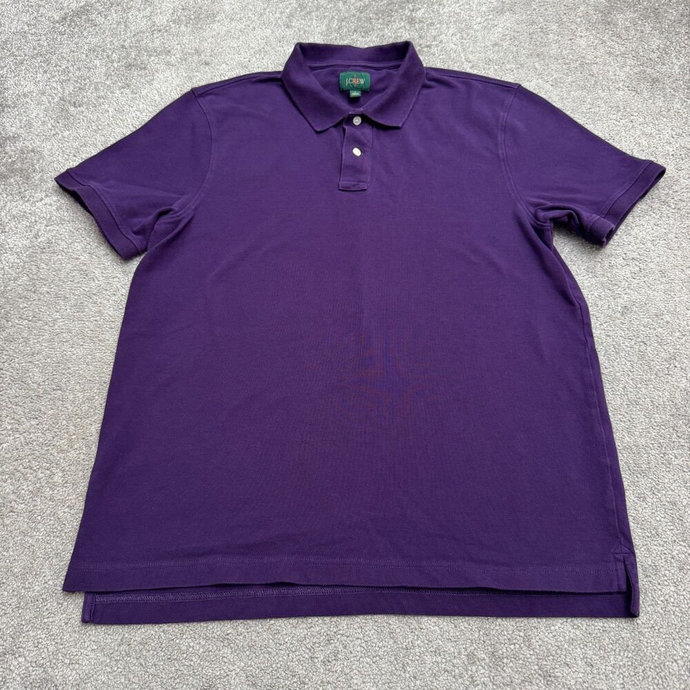J.Crew Oarsman Pique Polo Shirt Mens Large Purple Textured Short Sleeve Tennis